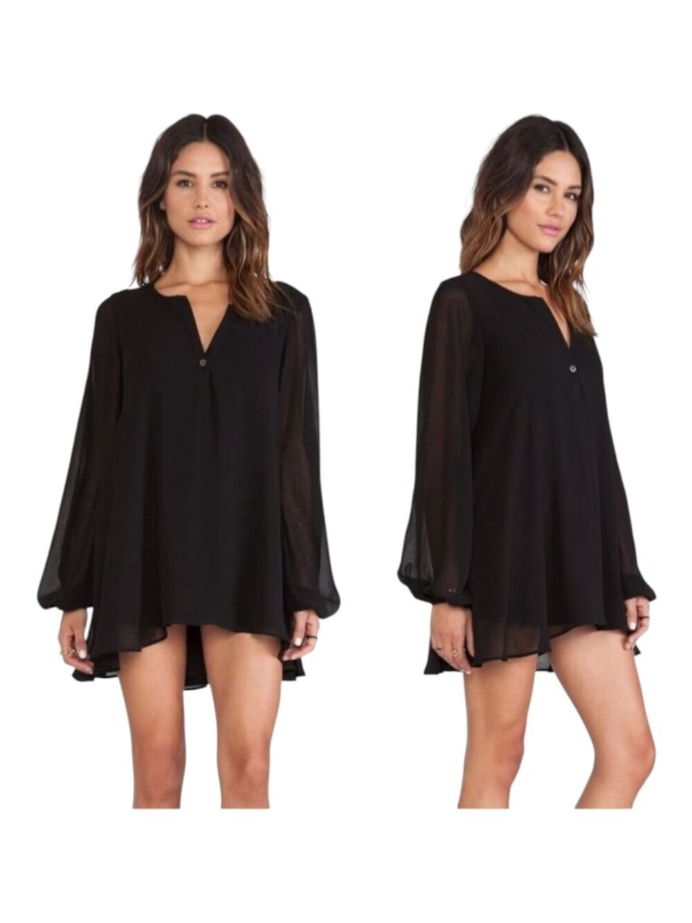 Show Me Your Mumu Shirt Women Small Black‎ Chiffon Jamie Tunic Whimsigoth Flowy